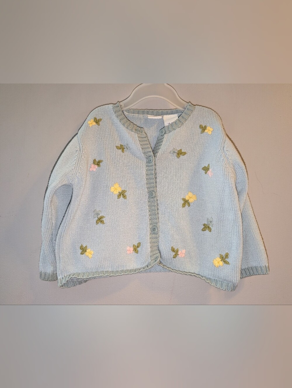 🌸 Y2K Vintage Gymboree Blue Knit Cardigan W Embroidered Flowers Toddler Girls